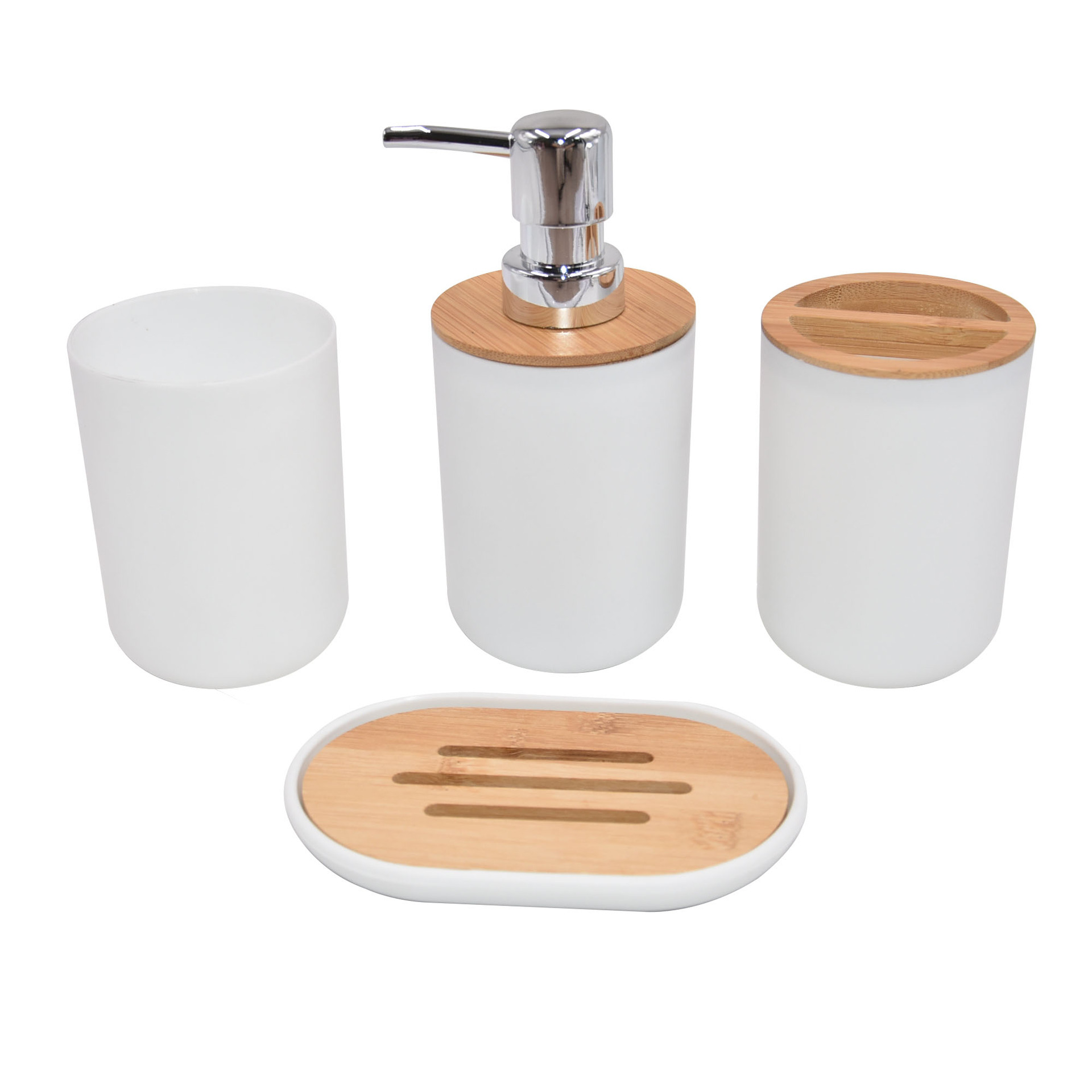 Bamboo Toothbrush Set - Conjunto moderno de acessórios de banheiro